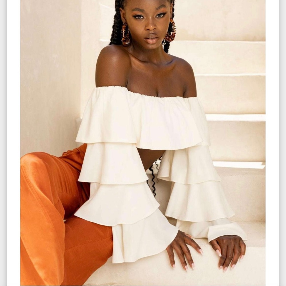 Tiered Ruffle Bardot Top